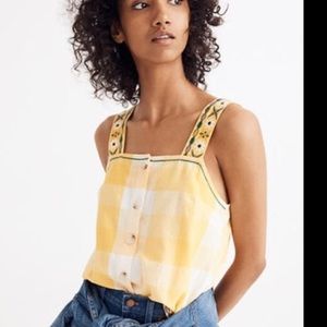 Yellow embroidered tank